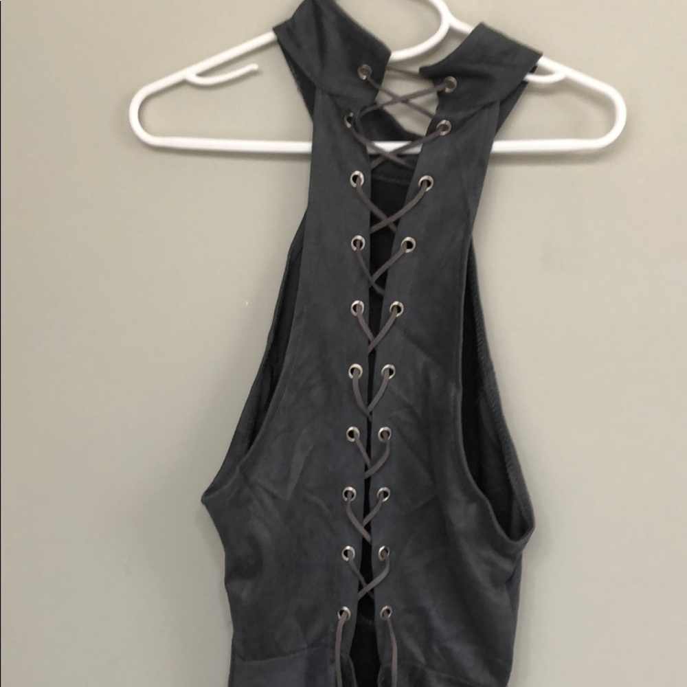 Gray Halter Dress - Picture 3 of 4
